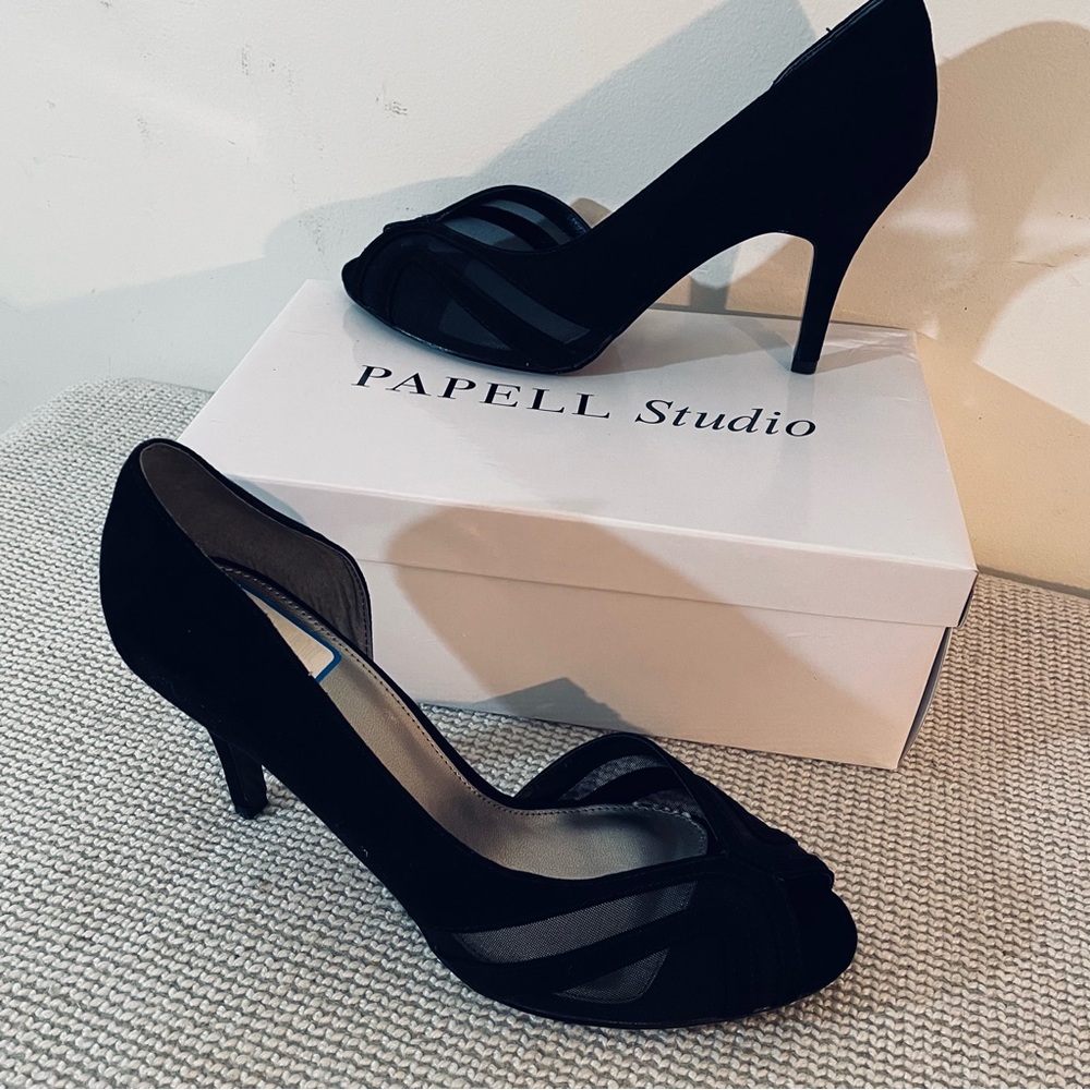 Papell Studio High Heels 9.5 Black Evening Formal Shoes Women’s